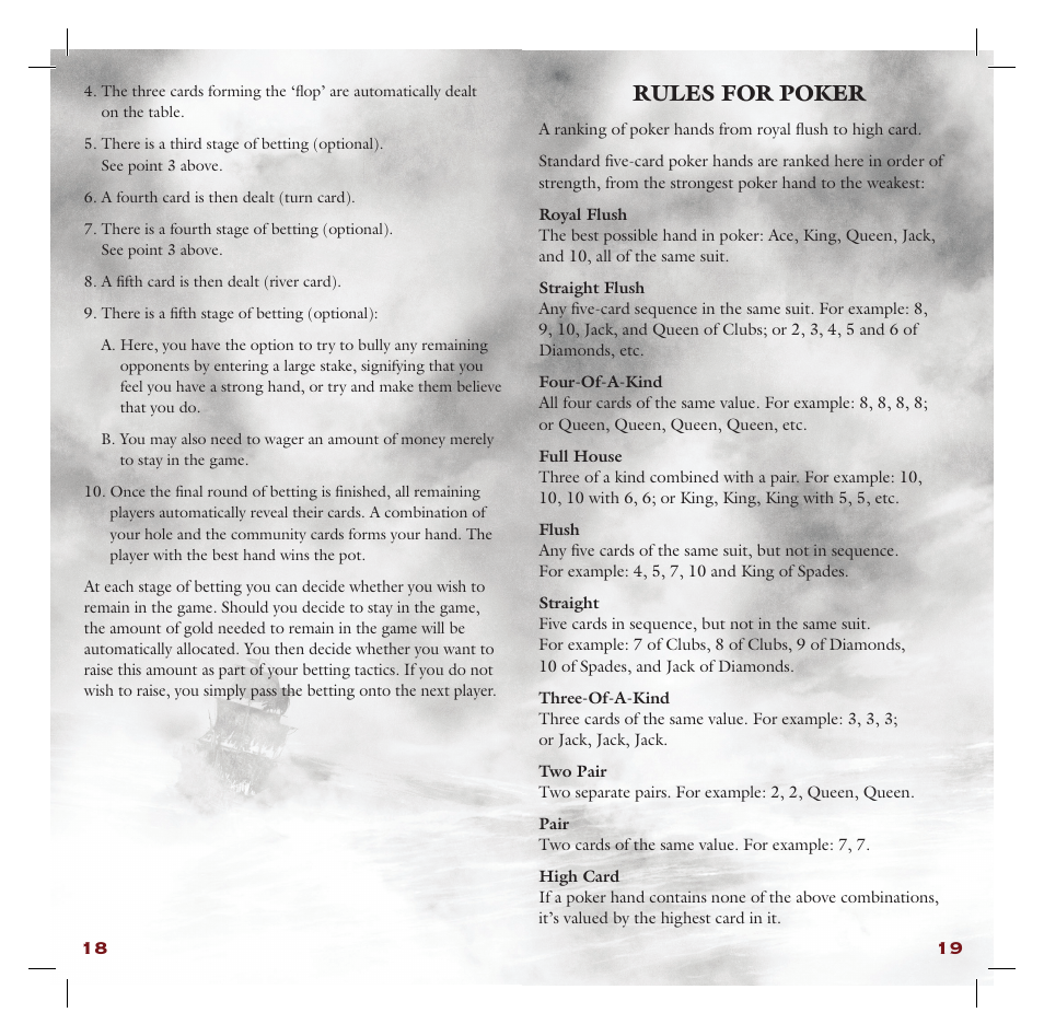 Rules for poker | Disney Interactive Studios Pirates of the Caribbean: At World's End for PSP User Manual | Page 11 / 14