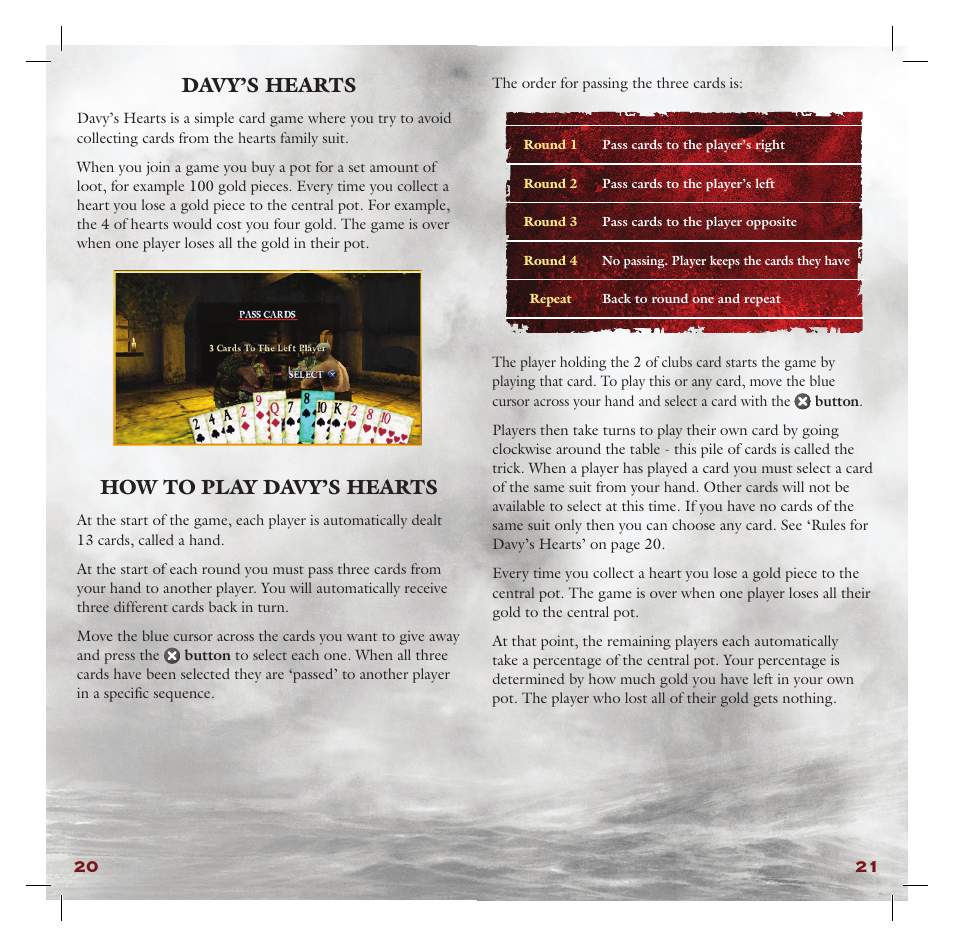 20 21 davy’s hearts, How to play davy’s hearts | Disney Interactive Studios Pirates of the Caribbean: At World's End for PSP User Manual | Page 12 / 14