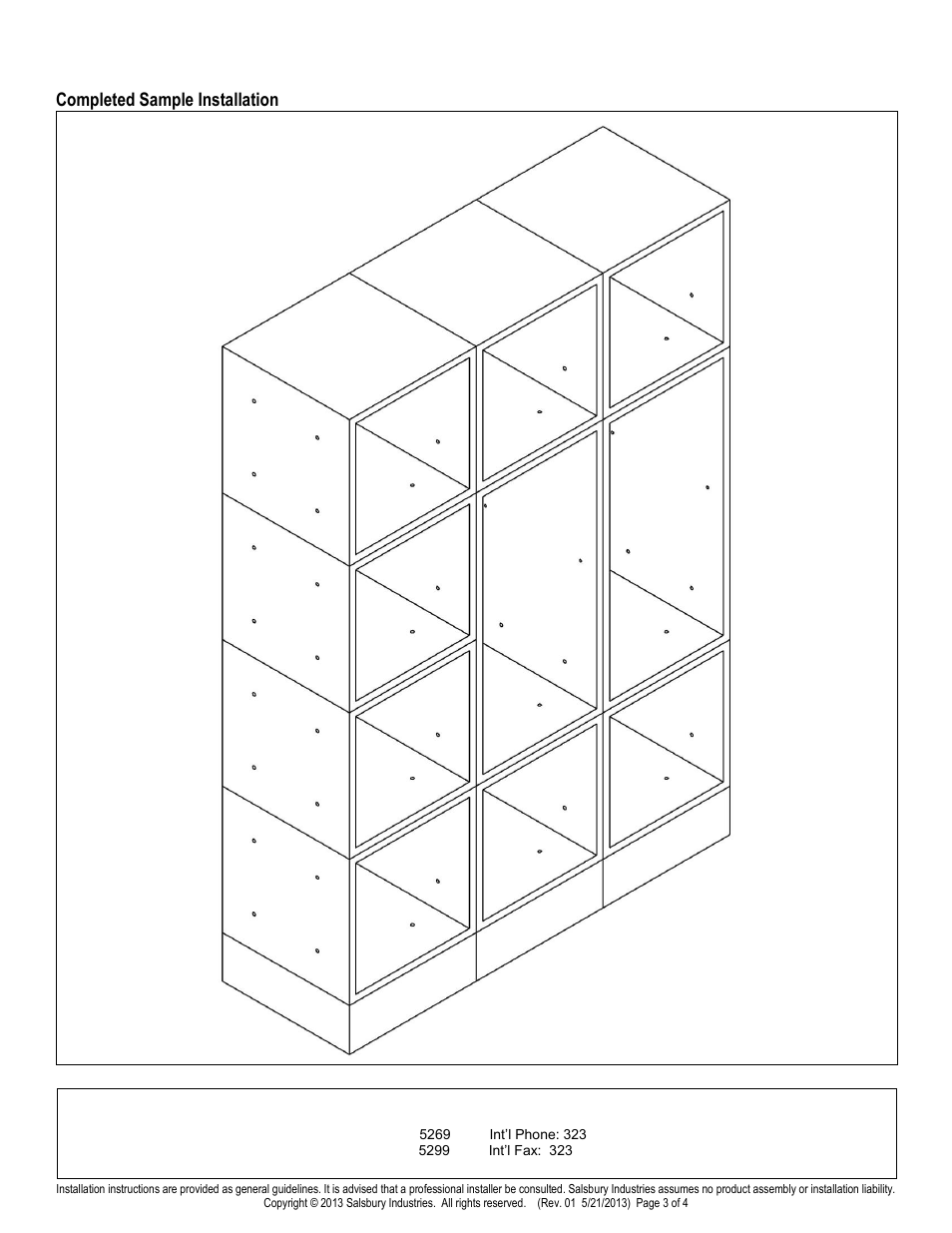 Salsbury industries, Completed sample installation | Salsbury Industries 31000 Cubbies User Manual | Page 3 / 4