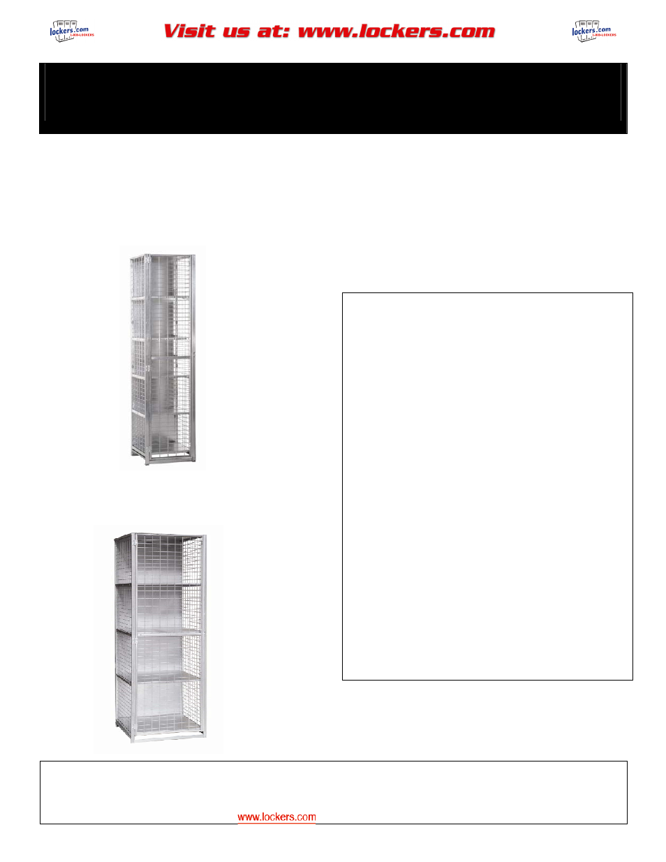 Salsbury Industries 8500 Series Security Cage Storage Lockers User Manual | 2 pages