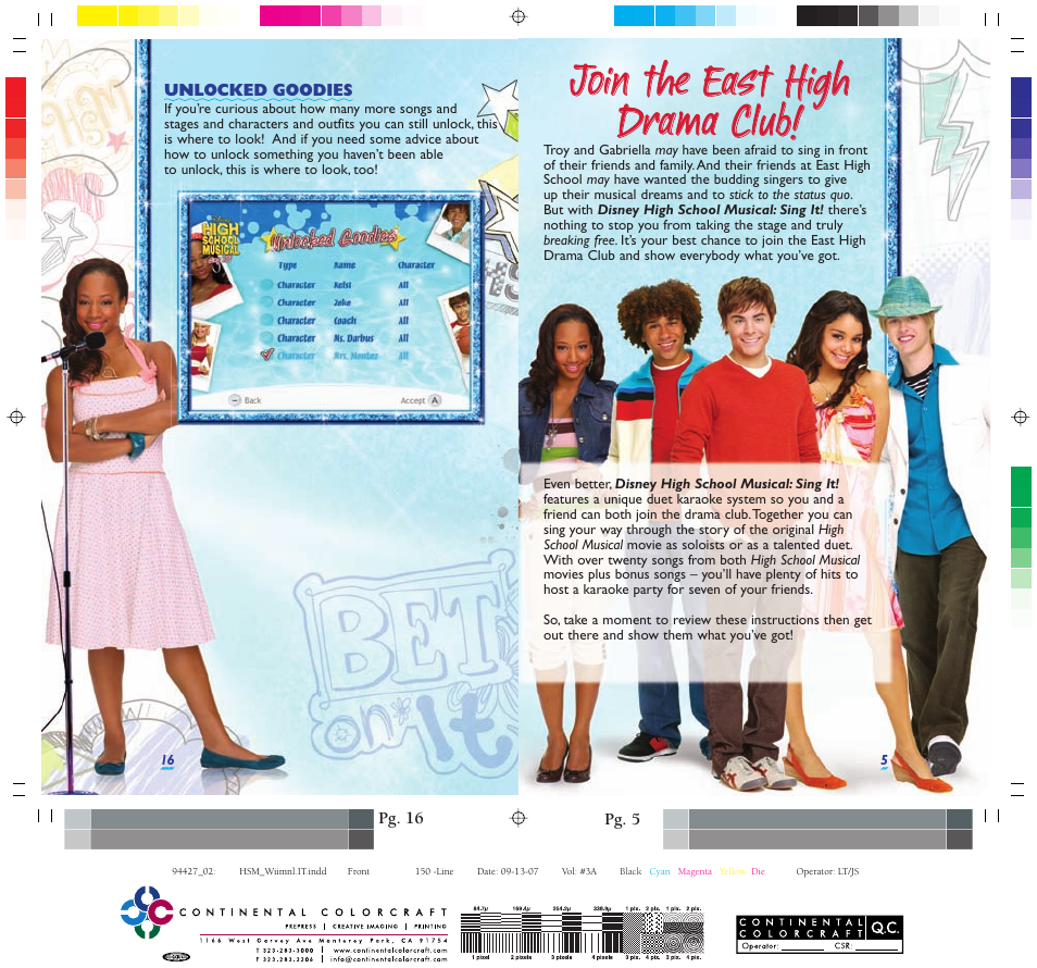 Join the east high, Join the east high drama club! drama club | Disney Interactive Studios High School Musical: Sing It! User Manual | Page 16 / 16