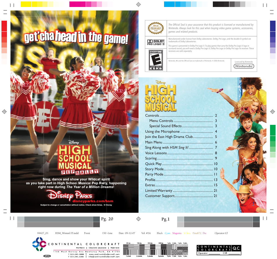 Pg. 20 pg.1 | Disney Interactive Studios High School Musical: Sing It! User Manual | Page 2 / 16
