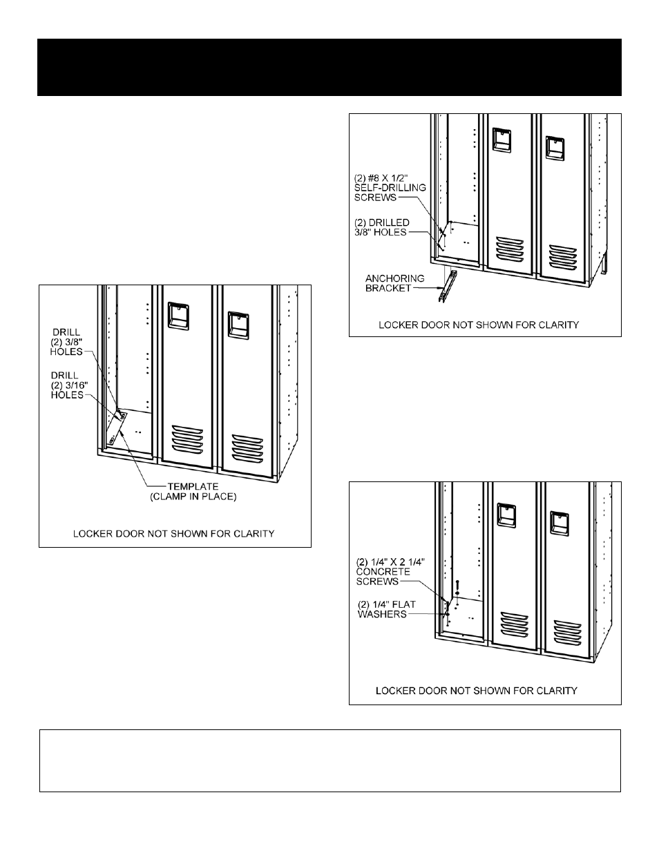 Anchoring bracket - three wide locker without legs, Installation instructions | Salsbury Industries Anchoring Bracket - One Wide Locker Without Legs User Manual | Page 2 / 2
