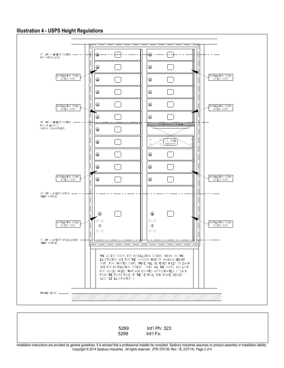 Salsbury industries | Salsbury Industries 3700 Series 4C Horizontal Mailboxes REAR LOADING User Manual | Page 3 / 4