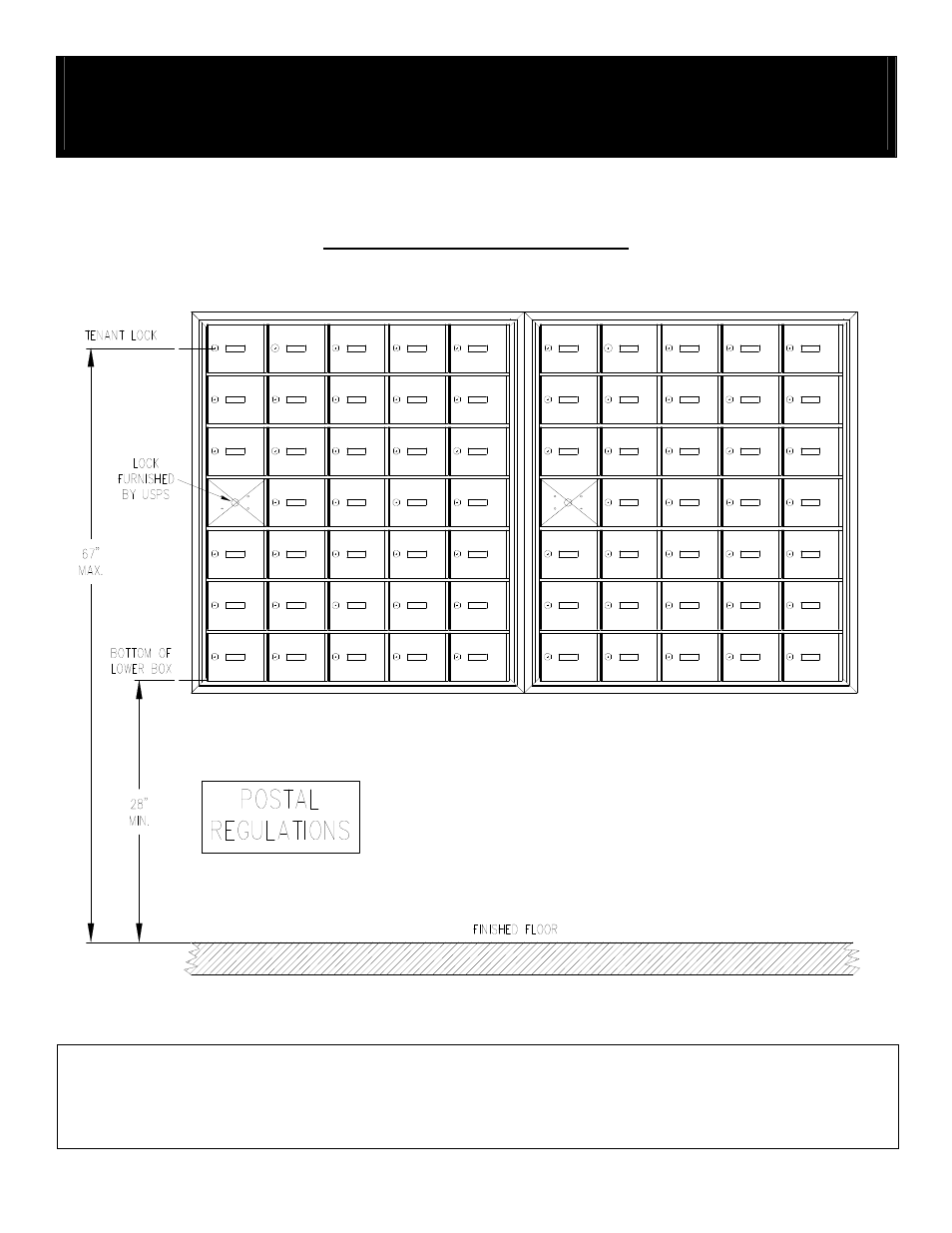 3600_flp2_rev07, 4b+ horizontal mailboxes – 3600 series, Front loading installation instructions | Front view of mailboxes in wall | Salsbury Industries 3600 Series 4B+ Horizontal Mailboxes FRONT LOADING User Manual | Page 2 / 4