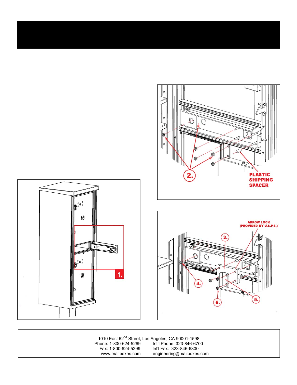 Outdoor parcel locker – 3302, Installation of arrow lock | Salsbury Industries 3302 Outdoor Parcel Locker User Manual | Page 2 / 2