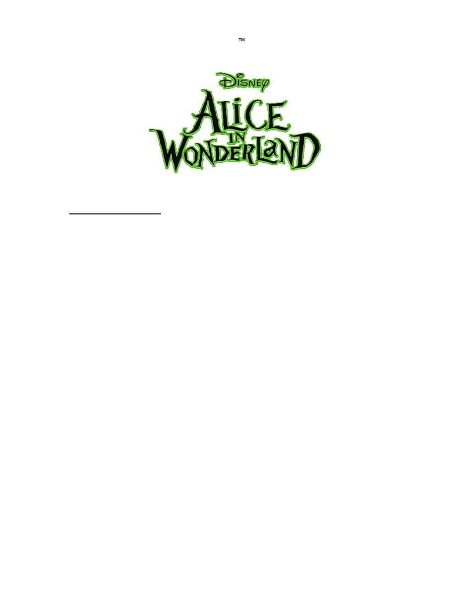 Disney Interactive Studios Alice in Wonderland for Wii User Manual | 5 pages