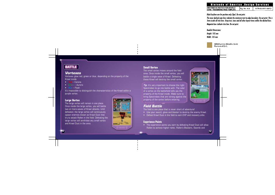 Vortexes, Field battle | Disney Interactive Studios Spectrobes: Beyond the Portals NTR-YV4E-USA User Manual | Page 10 / 26