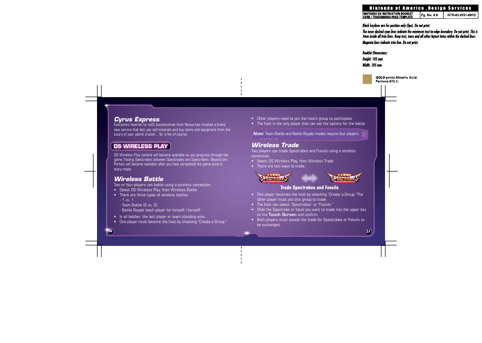 Cyrus express, Wireless battle, Wireless trade | Disney Interactive Studios Spectrobes: Beyond the Portals NTR-YV4E-USA User Manual | Page 21 / 26