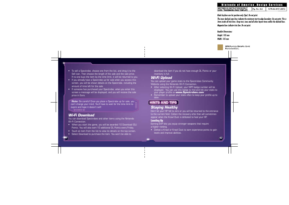 Wi-fi download, Wi-fi upload, Staying healthy | Disney Interactive Studios Spectrobes: Beyond the Portals NTR-YV4E-USA User Manual | Page 25 / 26