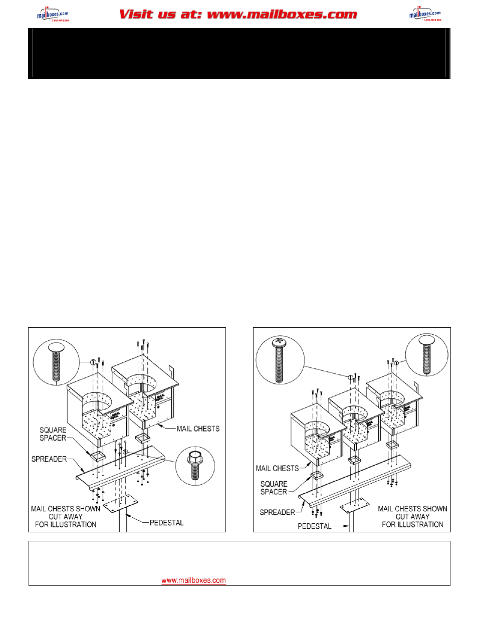Salsbury Industries 4350 Mail Chests Spreader & Pedestal 3-wide User Manual | 2 pages