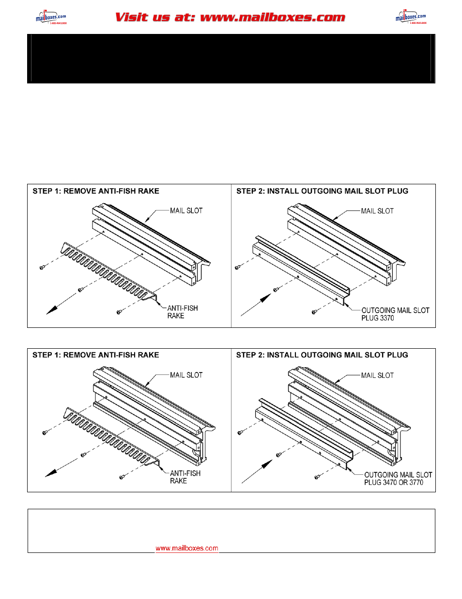 Salsbury Industries Outgoing Mail Slot Plug Kit User Manual | 1 page