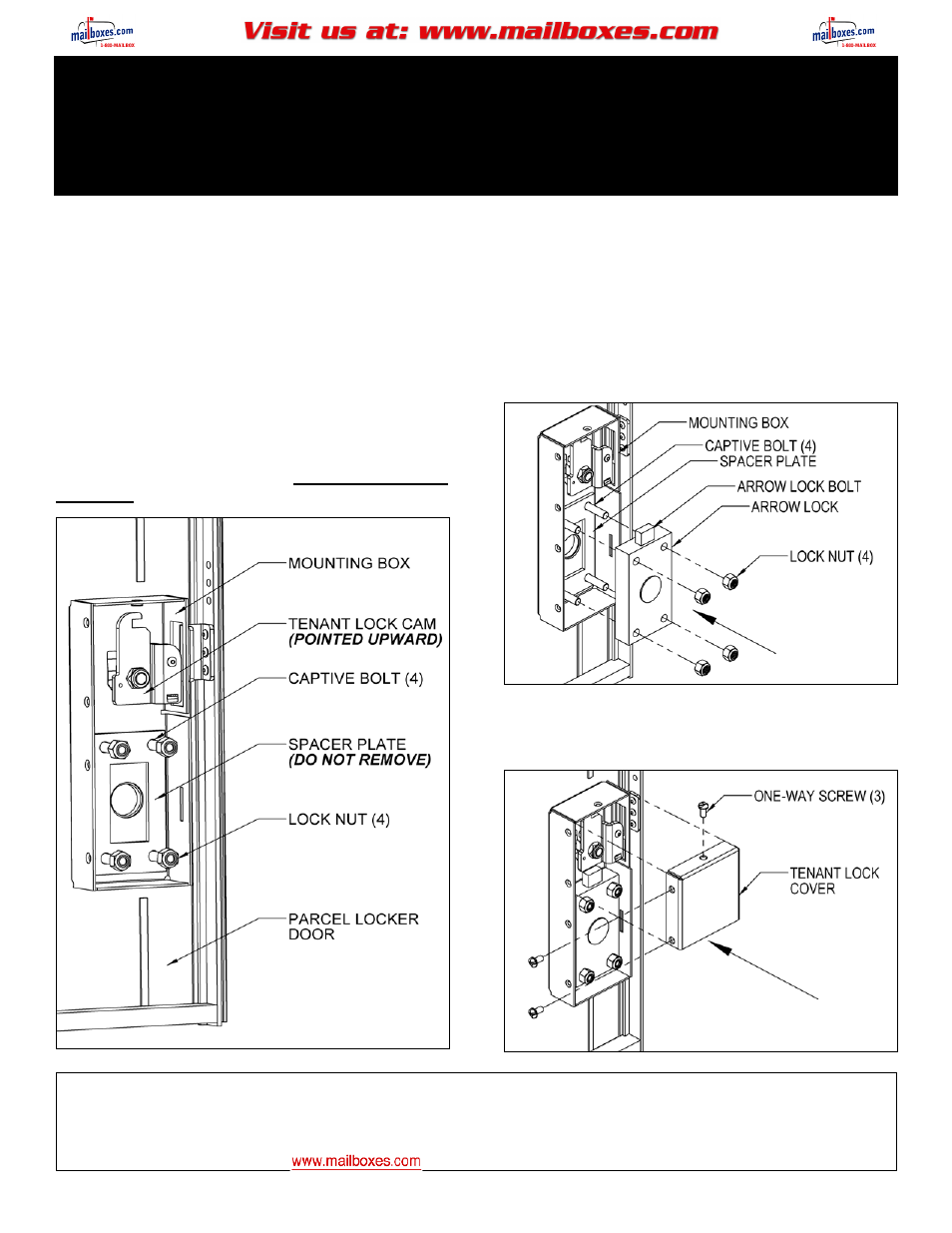 Salsbury Industries 3700 Series Horizontal Mailboxes PARCEL LOCKER DOOR ARROW LOCK User Manual | 2 pages