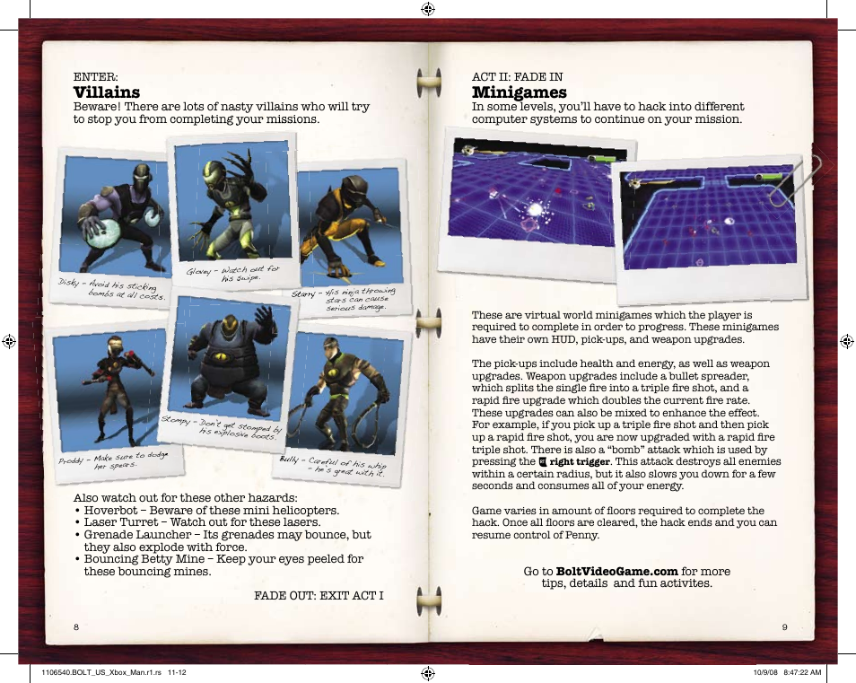 Villains, Minigames | Disney Interactive Studios Bolt for Xbox 360 User Manual | Page 6 / 6