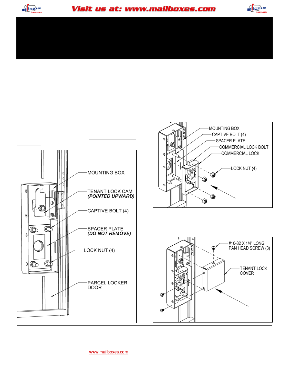 Salsbury Industries 3400 Pedestal Mailboxes PARCEL LOCKER DOOR COMMERCIAL LOCK User Manual | 2 pages