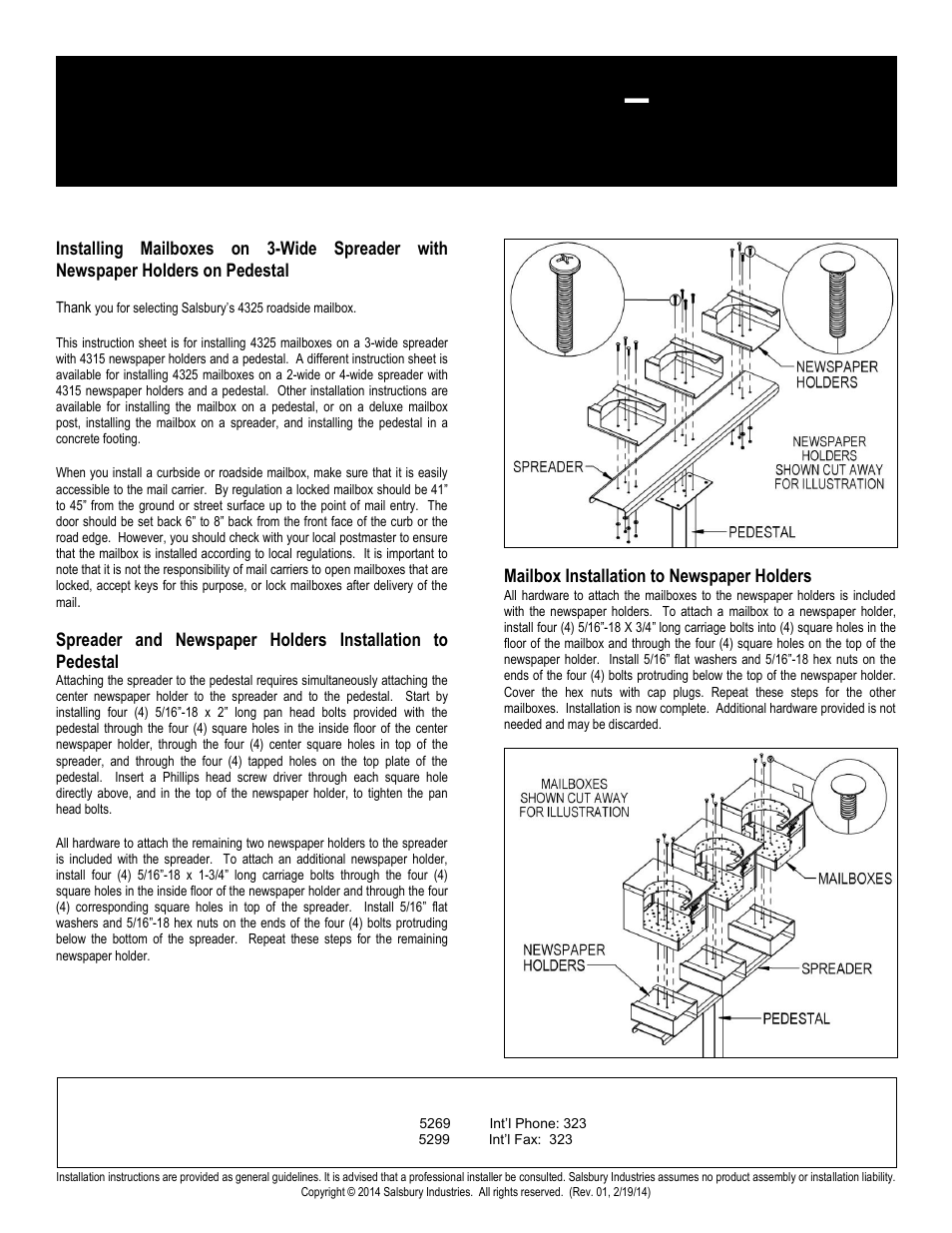 Roadside mailboxes – 4325 | Salsbury Industries 4325 Roadside Mailboxes Newspaper Holder on Pedestal User Manual | Page 4 / 5