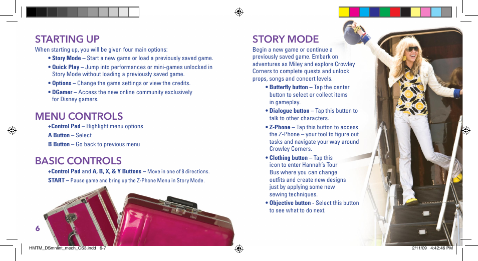 Story mode, Starting up, Menu controls | Basic controls | Disney Interactive Studios NTR-CI7E-USA User Manual | Page 5 / 7