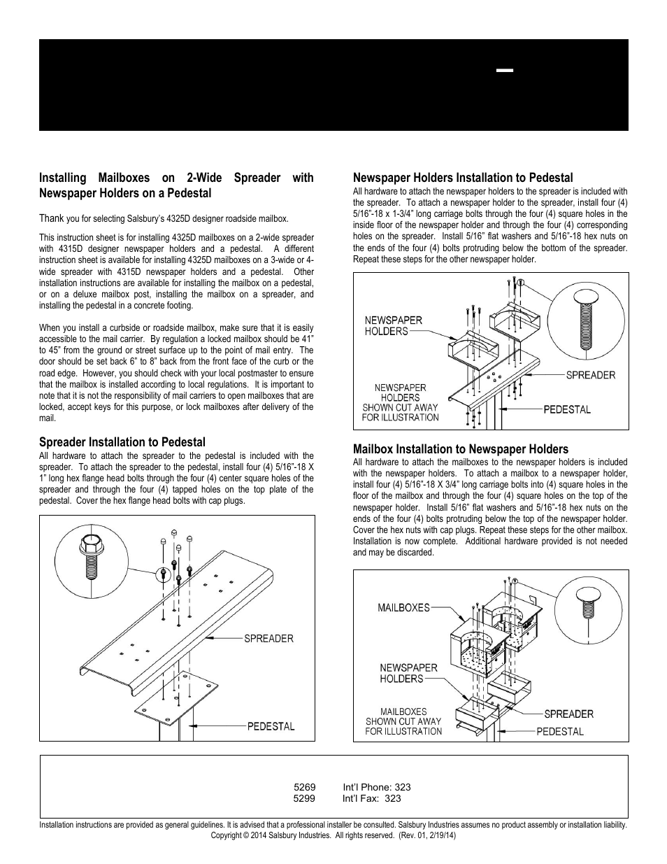 Designer roadside mailboxes – 4325d | Salsbury Industries 4325D Designer Roadside Mailboxes Newspaper Holder on Pedestal User Manual | Page 3 / 5