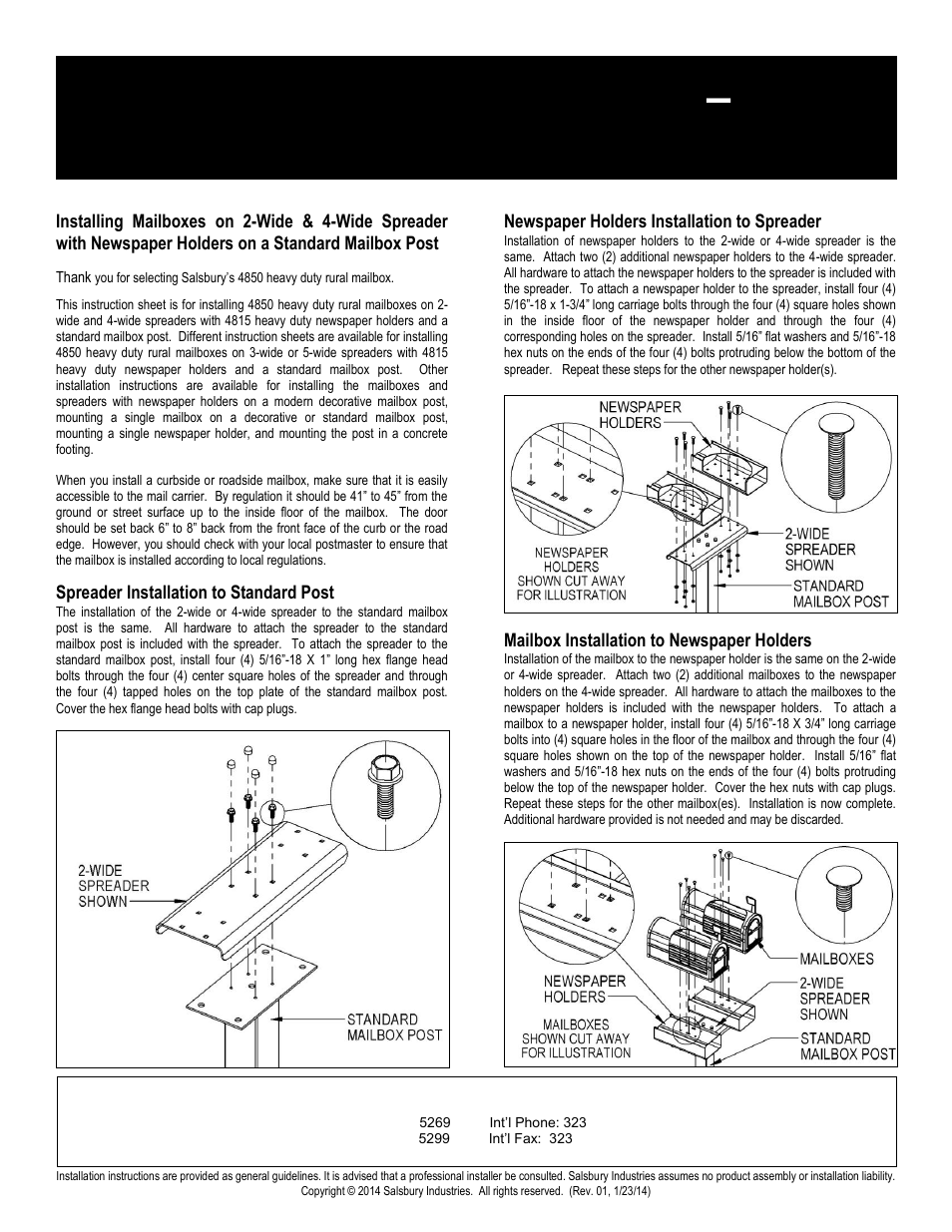 Heavy duty rural mailboxes – 4850 | Salsbury Industries 4850 Heavy Duty Rural Mailboxes Standard Mailbox Post User Manual | Page 10 / 16