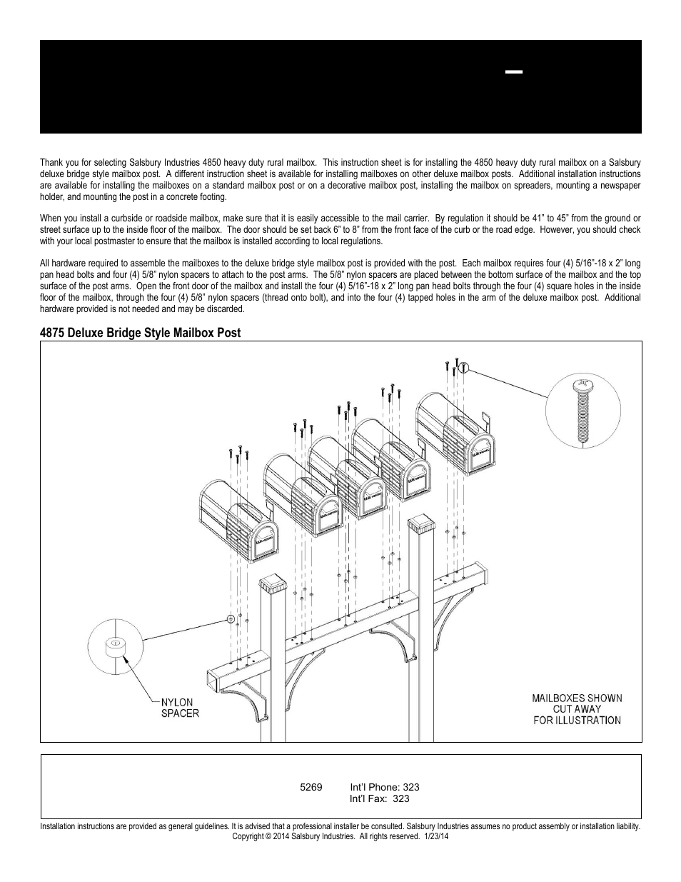 04_rural04_4850_4875_deluxe_post_rev_00, Heavy duty rural mailboxes – 4850 | Salsbury Industries 4850 Heavy Duty Rural Mailboxes Standard Mailbox Post User Manual | Page 4 / 16