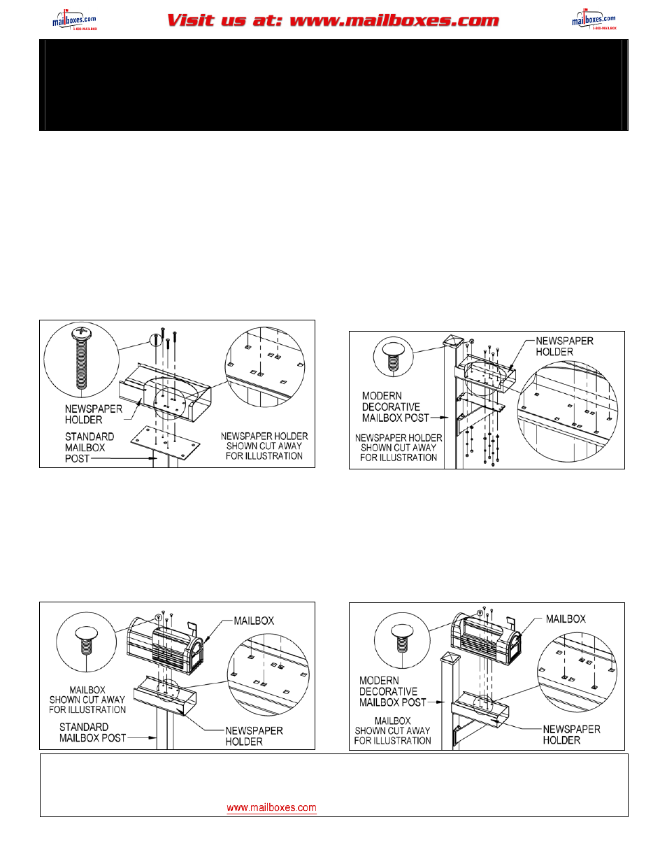 Salsbury Industries 4850 Heavy Duty Rural Mailboxes Heavy Duty Newspaper Holder on Standard or Decorative Mailbox Post User Manual | 7 pages