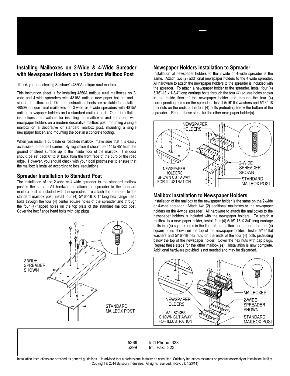 Antique rural mailboxes – 4850a | Salsbury Industries 4850A Antique Rural Mailboxes Standard Mailbox Post User Manual | Page 10 / 16