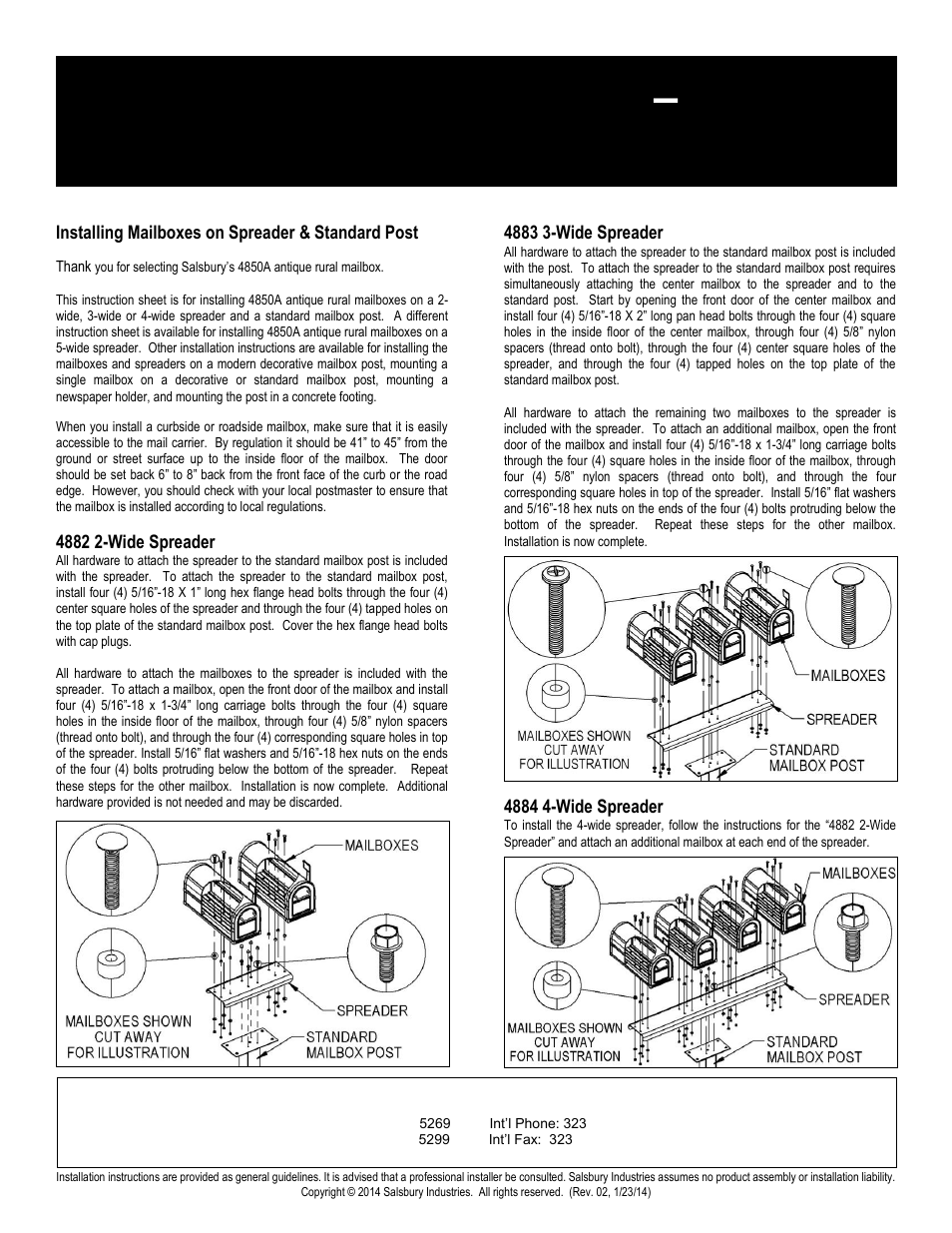 07_rural07_4850a_spreader_standard_post_rev_02, Antique rural mailboxes – 4850a | Salsbury Industries 4850A Antique Rural Mailboxes Standard Mailbox Post User Manual | Page 7 / 16