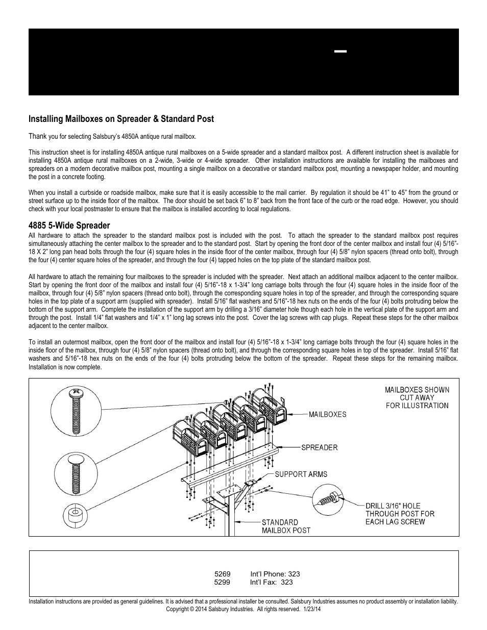 Antique rural mailboxes – 4850a | Salsbury Industries 4850A Antique Rural Mailboxes Standard Mailbox Post User Manual | Page 8 / 16