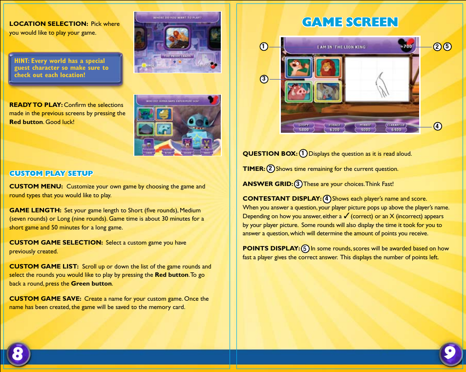 Game screen | Disney Interactive Studios Think Fast: The Ultimate Trivia Showdown for PlayStation 2 User Manual | Page 6 / 7