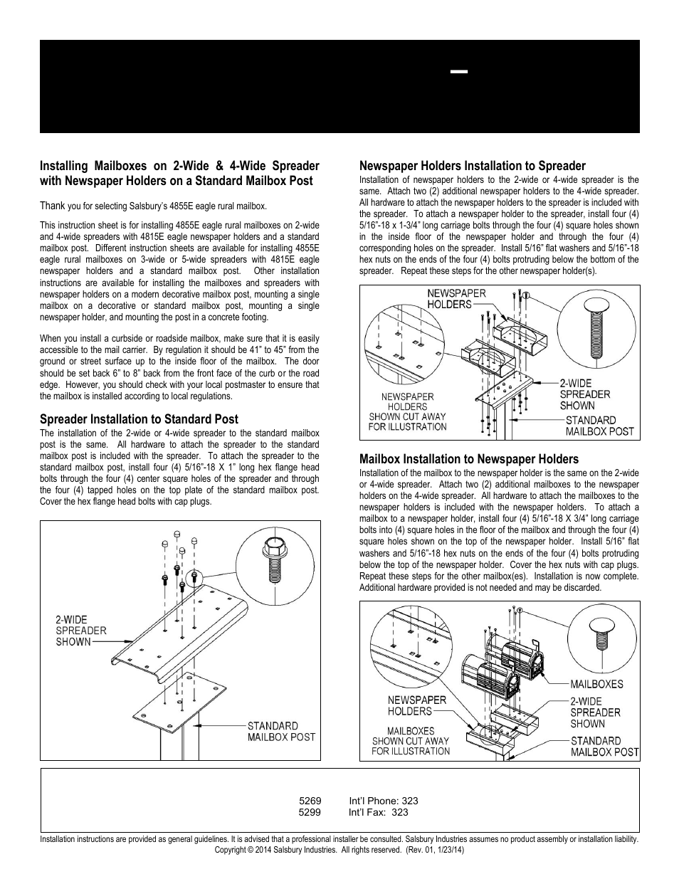 Eagle rural mailboxes – 4855e | Salsbury Industries 4855E Eagle Rural Mailboxes Standard Mailbox Post User Manual | Page 10 / 16