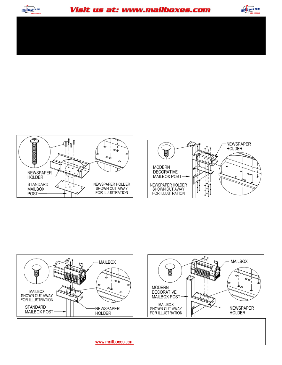 Salsbury Industries 4855E Eagle Rural Mailboxes Eagle Newspaper Holder on Standard or Decorative Mailbox Post User Manual | 7 pages