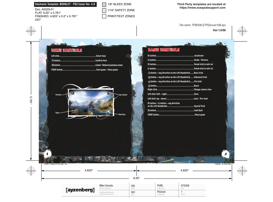 Menu controls, Basic controls | Disney Interactive Studios Pure User Manual | Page 4 / 7