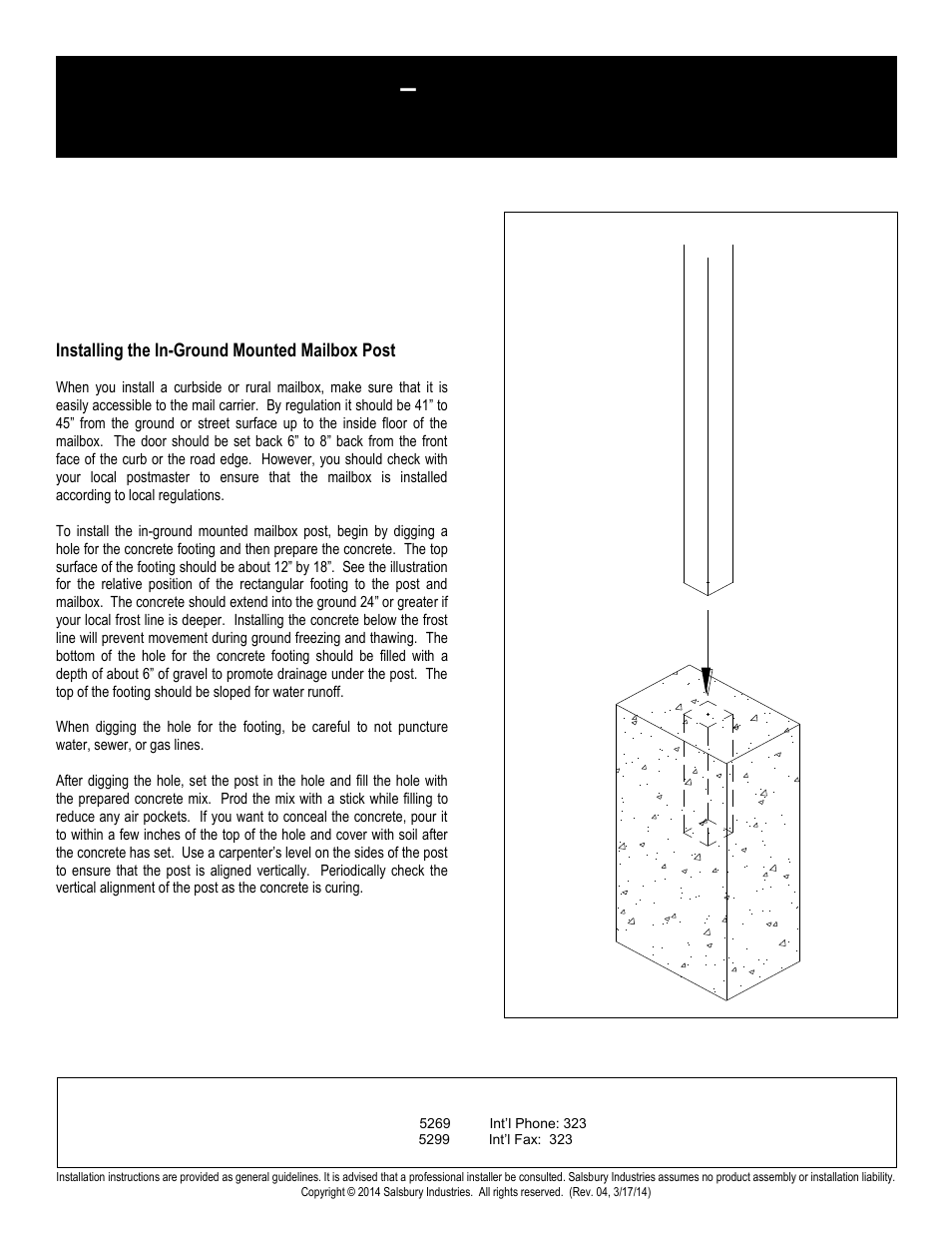 03_post01_4870-72-73-74-75_in_ground_post_rev_04 | Salsbury Industries 4874 Deluxe Mailbox Posts User Manual | Page 3 / 3
