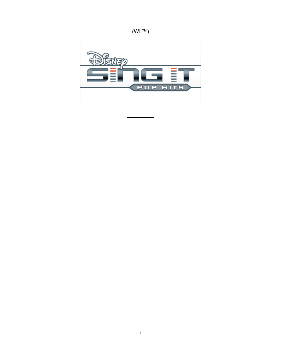 Disney Interactive Studios Sing It: Pop Hits for Wii User Manual | 5 pages