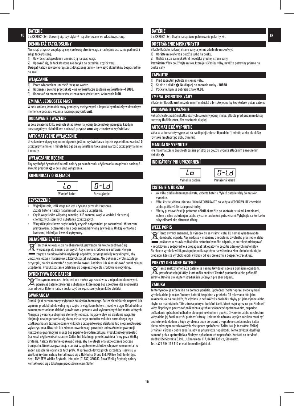 Salter 1260 SVDR Precision Electronic Scale User Manual | Page 10 / 12