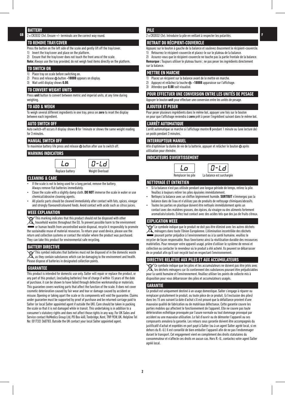 Salter 1260 SVDR Precision Electronic Scale User Manual | Page 2 / 12