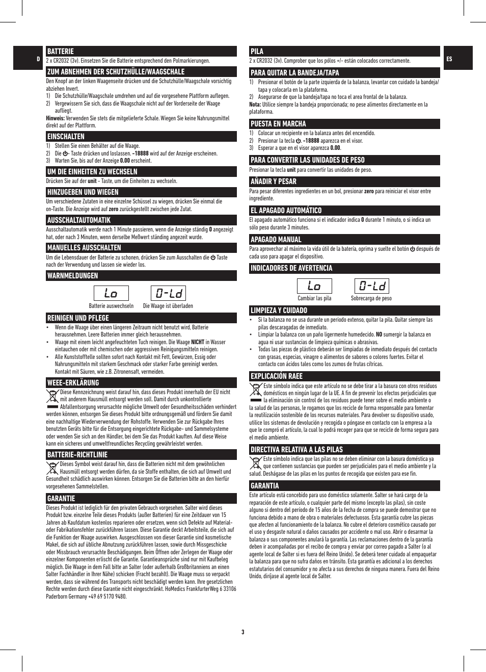 Salter 1260 SVDR Precision Electronic Scale User Manual | Page 3 / 12