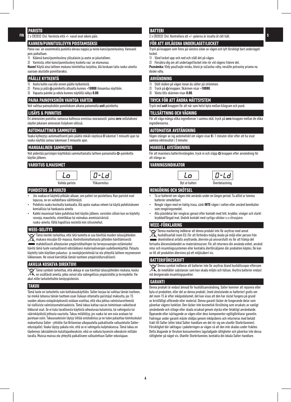 Salter 1260 SVDR Precision Electronic Scale User Manual | Page 6 / 12