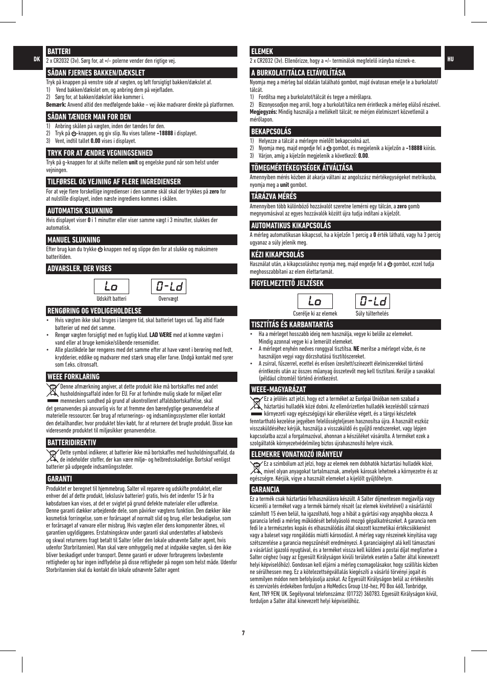 Salter 1260 SVDR Precision Electronic Scale User Manual | Page 7 / 12