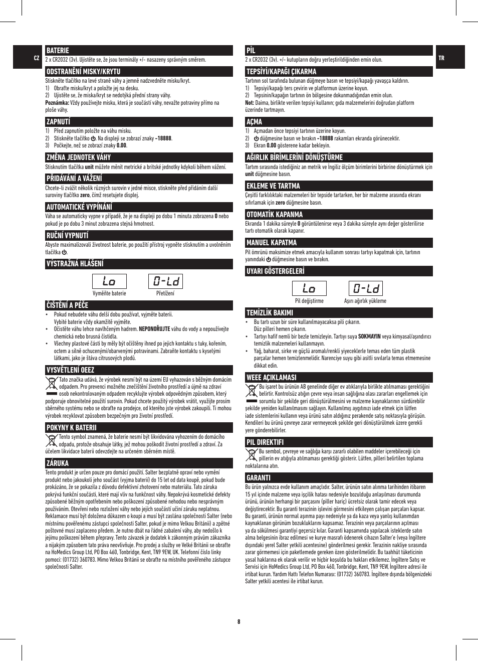 Salter 1260 SVDR Precision Electronic Scale User Manual | Page 8 / 12