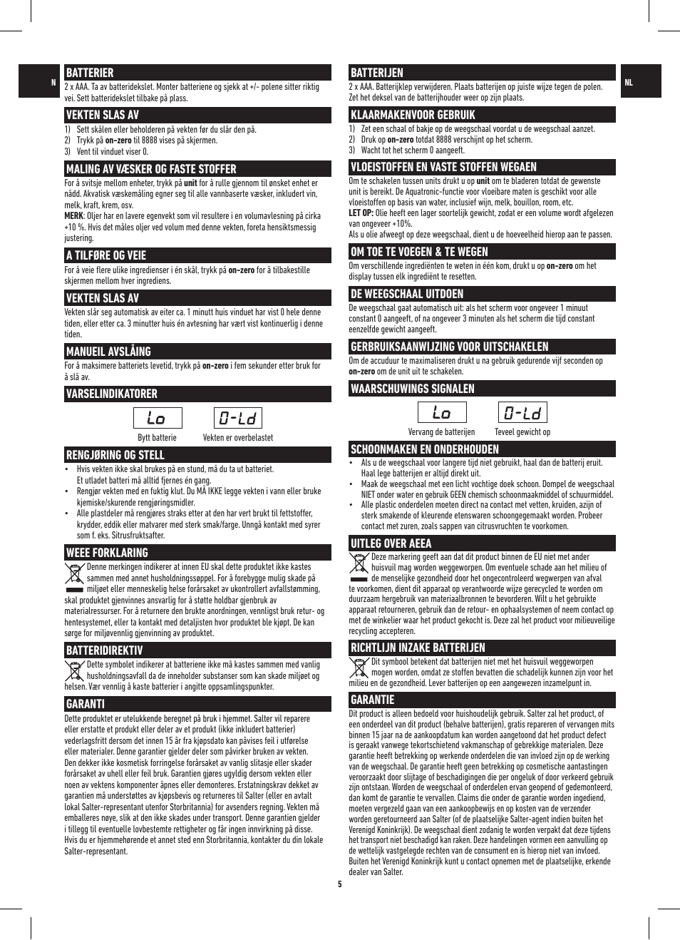 Salter 1150 BKDR Black Glass Electronic Scale User Manual | Page 5 / 12