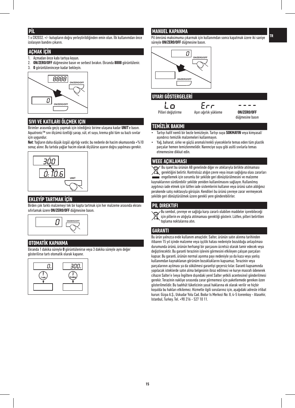 Salter 1089 BKWHDR Measuring Jug Electronic Scale User Manual | Page 15 / 20