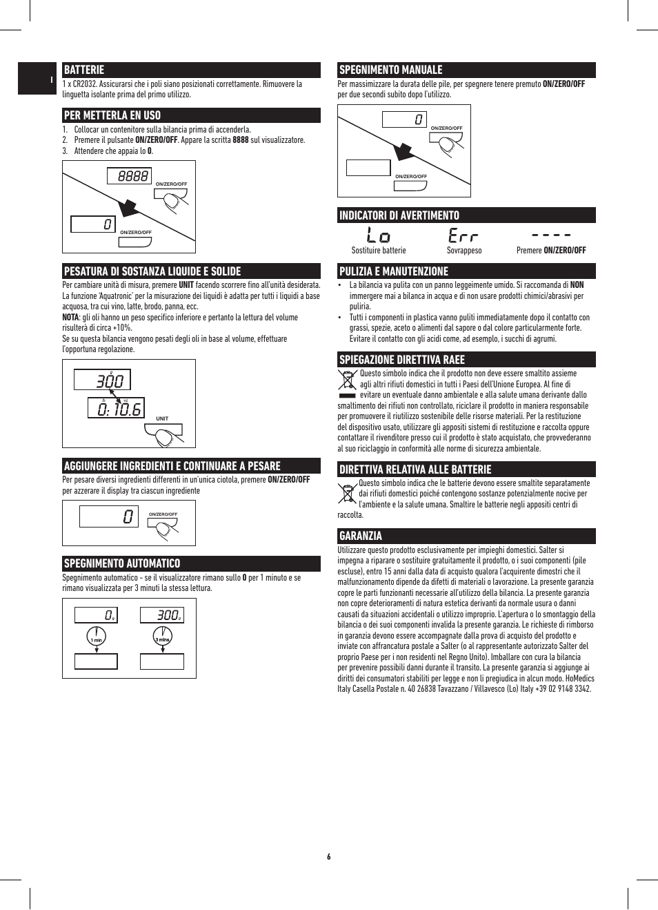 Salter 1089 BKWHDR Measuring Jug Electronic Scale User Manual | Page 6 / 20