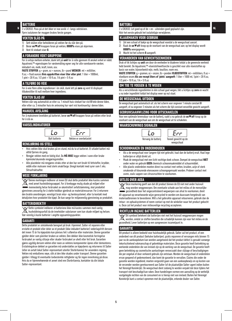 Salter 1050 BKDR Curve Glass Electronic Scale User Manual | Page 5 / 12