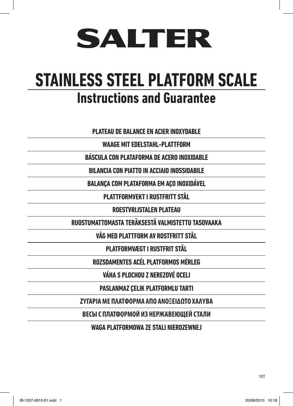 Salter 1037 SSDR Electronic Scale User Manual | 12 pages