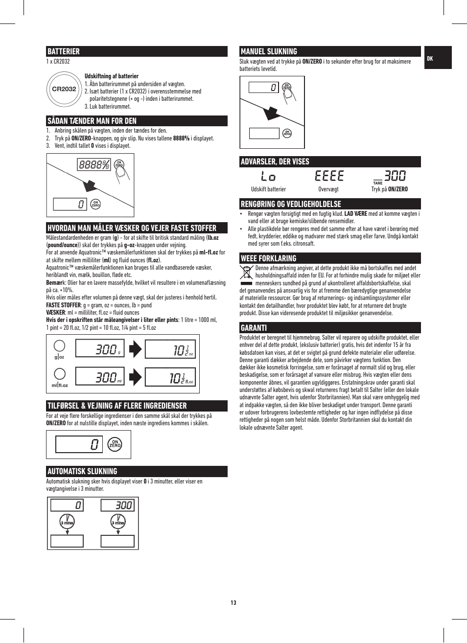 Salter 1234 SSDR Air Super Slim Kitchen Scale User Manual | Page 13 / 20