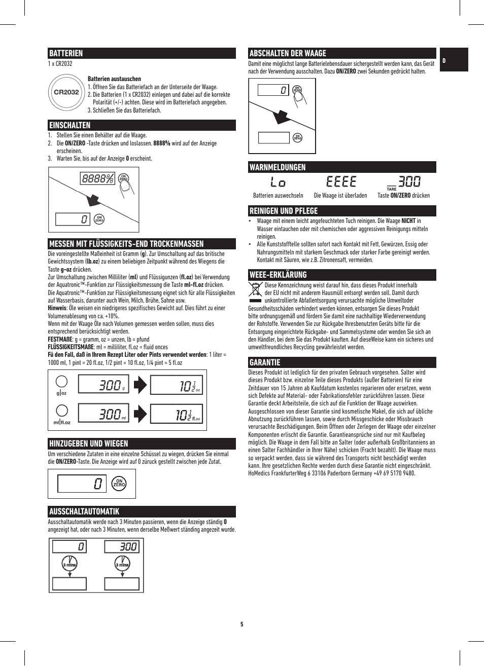 Salter 1234 SSDR Air Super Slim Kitchen Scale User Manual | Page 5 / 20