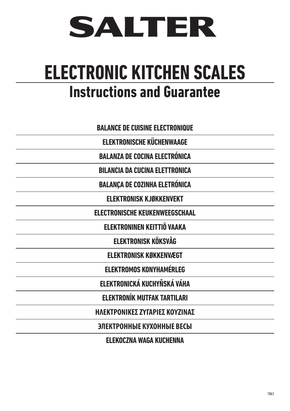Salter 1041 SVDR Glass Electronic Kitchen Scale User Manual | 12 pages