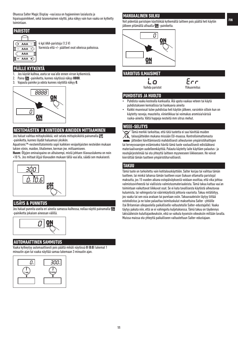 Salter 1055 BKDR Magic Display Electronic Scale User Manual | Page 11 / 20