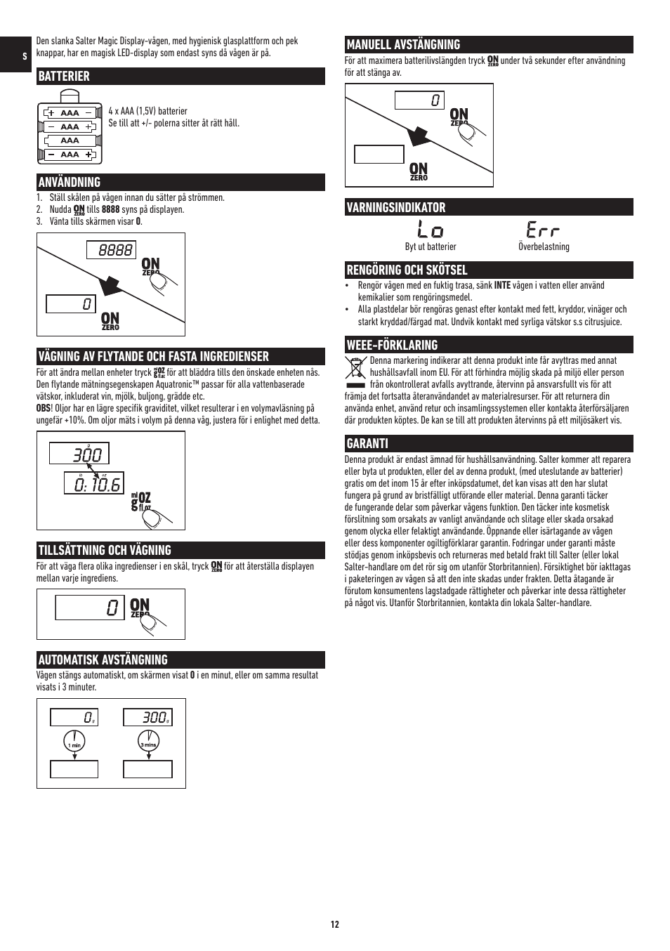 Salter 1055 BKDR Magic Display Electronic Scale User Manual | Page 12 / 20